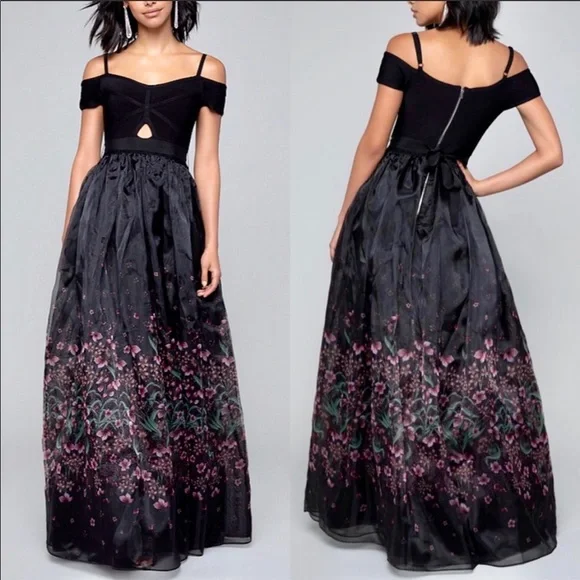 blue dress for baby girl Hologram Maxi Dress Black